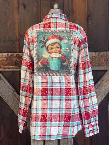 HOME FROM SLEDDING Art Flannel- Ribbon Candy Plaid